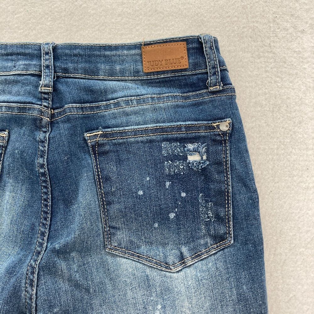 Judy Blue Jeans Women's 7/28 Skinny Fit Medium Blue Stretch Denim Distressed - Picture 13 of 14